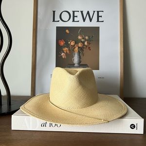 Janessa Leone straw hat with wire detail.